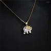 Pendant Necklaces BUY Fashion Gold Color Box Chain Necklace White/Black Oil Dripping Elephant For Women Girl CZ Femme Bijoux