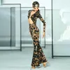 Desgaste do palco Adultos Cha Rumba Latin Dance Trajes Leopard Hollow Top Flare Pants for Women Dancing Roupas Practice SL7819