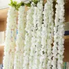 Decorative Flowers Encryption White Wisteria Chlorophytum (3 Stems/Piece) 145cm/57" Length Artificial Silk Flower String For Wedding