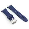 27mm Dark Blue Rubber Band 20mm Tang Buckle Strap Steel Connector Links Fit For AP 39 mm 41 mm Royal Oak Wristwatch Watch