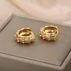 Boucles d'oreilles cerceau forme de feuille pour les femmes Zircon strass 2023 Surround petit Mini mince cercle boucle d'oreille bijoux cadeau