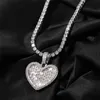 Hip Hop Love Heart Shape Pendant Copper Set Zircon Vertical T Square Full Diamond Pendant Halsband Par smycken