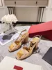 Fashion Name Womens Dress Shoes Big Rivet Sandals Sligbacks High Heel 8.5CM Shoes With Box Big Size 35-42