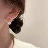 Stud Earrings 925Silver Needle Golden Freshwater Pearl Zircon Net Red Circle Copper Women's Exquisite Temperament Trend Jewelry