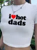 wangcai01 T-shirt da donna I Love Hot Dads Funny tter Stampato da donna Crop Top Harajuku Short Seve T-shirt Top corto Summer Fashion Womens Clothes 0321H23