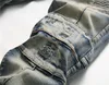 Män jeans mens designer jeans rippade jeans mens smala passform elastisk broderi mode jeans stil katt whisker blekande mäns trasiga hål jeans designer pant