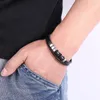 Bracelets de charme de luxo em aço inoxidável de aço multilayer preto pulseira de pulseira de couro para homens jóias moda de pulseira presente sp1227