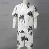 Men's Tracksuits Summer Hawaii Trend Print Sets Men Shorts Shirt Clothing Tracksuits Casual Palm Tree Floral Beach Short Sleeve Suit T230322