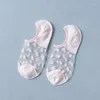 Women Socks 3Pairs/Lot Sexy Women's Boat Stocks Dot Lace Mesh Super Light Silk Thickened Heel Transparent Kawai SOCK