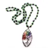 Anhänger Halsketten MOODPC Mode Glas Lange geknotete Kristall 7 Chakra Leben Frauen Ethnische Halskette