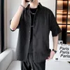 Casual shirts voor heren gestreept shirt mannen Japanse casual oversized trend zwarte unisex gotische korte mouwen blouses 230321