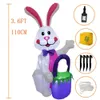 Autres fournitures de fête d'événement Lapin gonflable de Pâques de 110 cm de haut avec panier de Pâques gonflables à ressort extérieur et intérieur avec lumières LED décorations jouets 230321