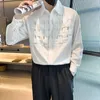 Camisas de vestir para hombres Rippons Patchwork Manga larga Estilo británico Otoño para hombres Ropa 2023 Calidad Suelta Esmoquin Casual Chemise Homme