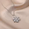 Pendentif Colliers Argent Plaqué Flocon De Neige Collier Pour Femmes En Acier Inoxydable Longue Chaîne De Mariage Esthétique Bijoux Cadeau De Noël