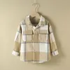 Kids Shirts FOCUSNORM 2-7Y Fashion Kids Girls Boys Shirts Jacket Outwear 4 Colors Plaid Printed Long Sleeve Single Breasted Coats 230321