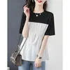 Kvinnors blusar Kvinnor Blus 2023 Summer Fashion Temperament Casual Loose Round Collar Korean Design Splicing Top O Neck Female