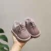 Premiers marcheurs hiver bébé chaussures en cuir véritable en peluche bambin garçons filles chaud coton enfants baskets fond souple marche