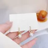 Charm Juwang Round Shape Romantic Exquisite Zircon Earring for Lady Temperament Shine 14k Real Gold Luxury Pearl Trend Earring Pendant G230320