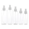 Draagbaar plastic lege fles transparant platte schouder Pet 100 ml 120 ml 150 ml 200 ml 250 ml witte spary press pomp met heldere dekselbevestigbare cosmetische verpakking