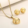 Women heart-shaped jewelry sets of earring and round circle pendant chains necklace set birthday gift267Z