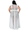 Vestidos de tamanho grande com faixas de traje de verão, vestido de roupas maxi sexy ver através de um dropshipp de atacado 230307