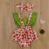 Kledingsets Tweede stuk pasgeboren Baby Girl -kleren Sets Summer Watermelon Outfits Avocadostrawberrycorn Print Fly Sleeve vierkante kraag romper Z0321