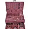 Storage Boxes Bins Korean Velvet Dark Green Jewelry Box Necklace Storage Holder Flannel Gift Packaging Casket 230321