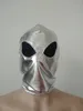 Kostümzubehör Halloween-Masken Alien Cosplay Kostüme Silber glänzende metallische Maske offene Netzaugen Erwachsene Unisex Zentai Kostüme Partyzubehör