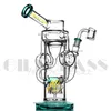 11 inches Recycler Hookah dab rig Delicate Perclator Glass Water Bong with quartz nail recycler pipe Oil Rigs Smoking Pipes with smoking accessories