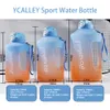 Vattenflaskor Ycalley Sport Bottle påminnelse Silikon Sith Straw Bottle Artiklar Fitness Big 1500 ml 2300 ml 3800 ml 230320