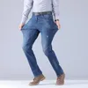 Mäns jeans höst vinter midvikt män avslappnad cyklist denim sträcka byxor solid smala fit manlig gata mager pantmen's