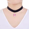 CARKER PBR107 Câncer de mama Consciência de esmalte rosa Cruz Cross Love/Hope/Fé pendente de flaneta preta de veludo preto Colar de pano