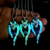 Pendant Necklaces Luminous Demon Eye Necklace Jewelry Accessories For Women Halloween Flying Dragon Wolf Glowing In The Dark Sweater Chain