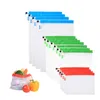 Storage Bags 1Pc Reusable White Bunch Pocket Color Strip Stitching Mesh Shopping Bag Supermarket Fruit Vegetable Package