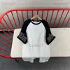 メンズTシャツ2023SS RHUDE RAGLAN Tシャツ最高品質の男性女性刺繍袖