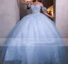 Abiti Quinceanera Principessa Sexy Illusion Light Sky Blue Appliques Abito da ballo di cristallo con tulle Plus Size Sweet 16 Debuttante Party Birthday Vestidos De 15 Anos 67