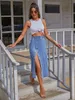 Skirts Denim Skirt Fashion Button Irregular Slit High Waist Mid Length Sexy Casual Women 230321