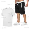 Herrspåriga toppkvalitet Mens Summer Tracksuit Home Set T Shirt Short Pants Men Casual Two Piece Outfits Tee Shirts Shorts 12 Färger T230321