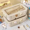 Lunchboxen Kawaii für Kinder Schule Erwachsene Büro Weizenstroh Nette Mikrowelle Picknick Tragbare Big Bento mit Löffel Essstäbchen 230320