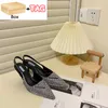 with box Designer women Dress Shoes Satin slingback pumps with Crystals 6.0cm High-Heeled Green black beige fashion womens party womens wedding shoe EUR 34-40