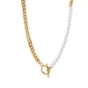 Pendant Necklaces 2022 Ins Fashion Pearl Chain Necklace Women Gold Color OT Clasp Stainless Steel Bead Chain Necklace For Women Party Jewelry Gift Z0321