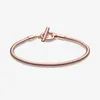 18K Rose Gold T-Bar Snake Chain Bracelet para Pandora Real Sterling Silver Hand Chain Designer Jóias para Women Designer Gift Wedding Bracelets com caixa original