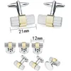 Gemelli HAWSON Rhodium Cylinder links Tuxedo Studs Set per Mens Wedding Shirt Eleganti collegamenti in metallo 230320