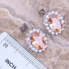 Collier Boucles d'oreilles Ensemble Marron Morganite Blanc CZ Plaqué Argent Pendentif Bague Taille 6/7 8 9 10 S0067