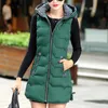 Femmes gilets long hiver gilet manteau mode femmes vêtements d'extérieur poche solide élégant dames chaud rembourré mince veste Streetwear