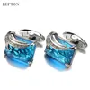 カフリンクLowkey Luxury Blue Glass Cufflinks for Mens Lepton Brand High Quality Square Cufflinks Shird Cuff Links elojes gemelos 230320