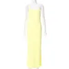 Casual Dresses Elegant Long Yellow Summer Woman Dress 2023 Sexy Backless Sleeveless Halter Club Party Beach Blue Black