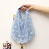 ショッピングバッグ春の女性小透明なトートメッシュクロスバッグデイジー刺繍ハンドバッグ女の子のための高品質のエコフルーツ