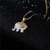 Pendant Necklaces BUY Fashion Gold Color Box Chain Necklace White/Black Oil Dripping Elephant For Women Girl CZ Femme Bijoux