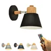 Wall Lamp 1PCS 100 Lumens Battery Run Wireless Nordic Style Metal&Wood Sconce Remote Control Dimmable For Loft (No Battery)
